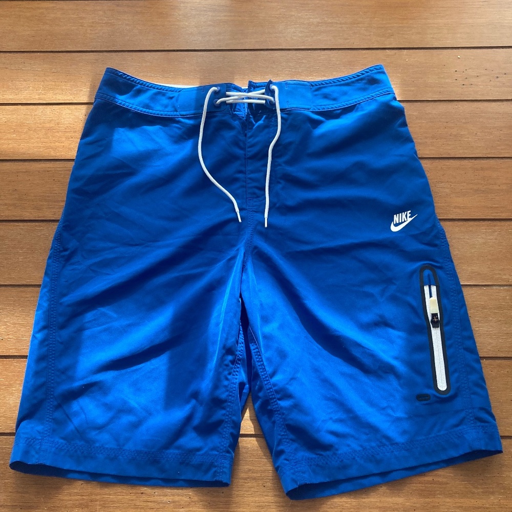 Nike Blue Men's Athletic Swim/Board Shorts with White Drawstring
